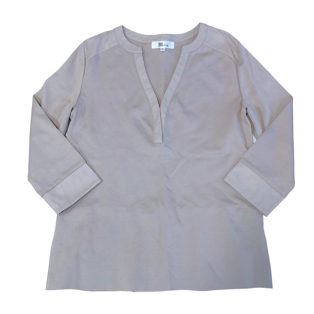 My Tribe USA Genuine Leather Tunic Top Pleated Trim